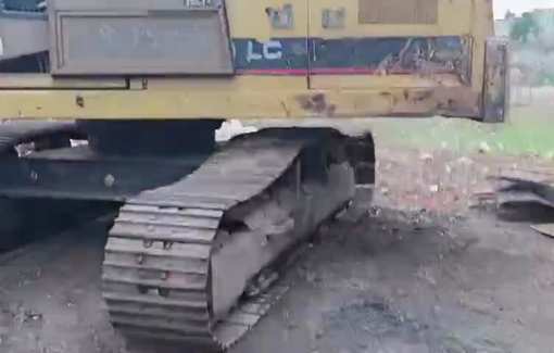 Thumbnail preview image for the video titled: An Israeli drone targeted a bulldozer with a bomb while he was working on removing rubble