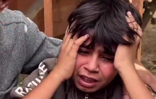 Thumbnail preview image for the video titled: A Palestinian child mourns his father killed in Israeli strike in Khan Younis