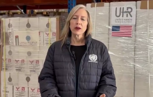 Thumbnail preview image for the video titled: Israel is blocking the delivery of nearly 10,000 truckloads of aid sitting in Jordanian warehouses