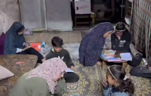 Thumbnail preview image for the video titled: A displaced family defies the circumstances and continues to educate children