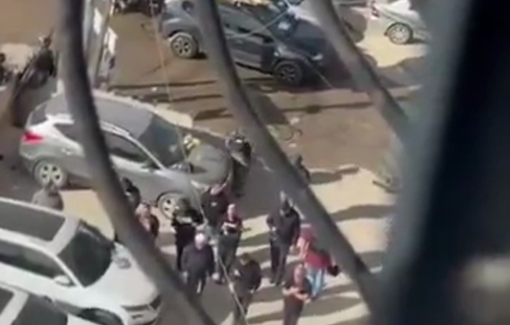 Thumbnail preview image for the video titled: Israeli forces perform Talmudic rituals during the demolition operation against Palestinian-owned facilities in Qalandia camp