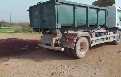 Thumbnail preview image for the video titled: A settler reservist dumped a truckload of spoiled dates in the Fasayil community