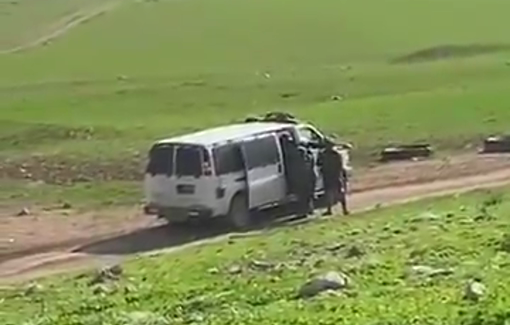 Thumbnail preview image for the video titled: Israeli soldiers arrested a Palestinian youth while he was herding his livestock in Khirbet al-Hadidiyah