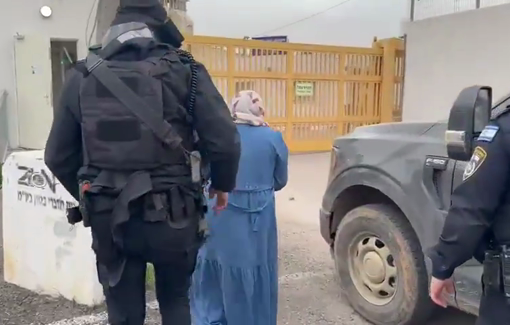 Thumbnail preview image for the video titled: During Al-Halawa pogrom, by settler, Israeli police arrested of 2 women from the community