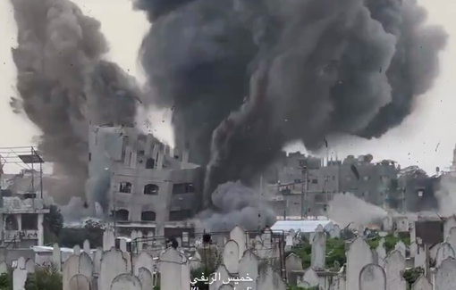 Thumbnail preview image for the video titled: Tons of missiles are being used by the occupation to destroy civilians’ homes in northern Gaza