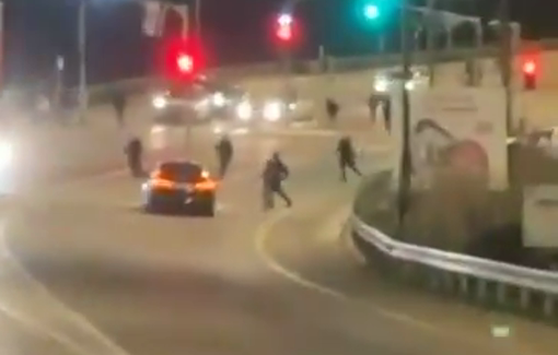 Thumbnail preview image for the video titled: Israeli settlers attacking and throwing stones at Palestinian vehicles on the road between Ramallah and Nablus