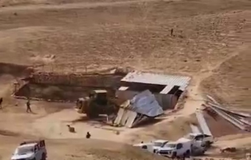 Thumbnail preview image for the video titled: Israeli forces demolished multiple homes & structures in Wadi al-Qarashiya, Masafer Yatta