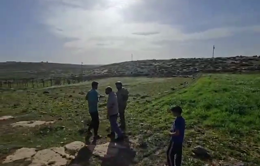 Thumbnail preview image for the video titled: A settler soldier attacked Palestinians and attempted to arrest them in Masafer Yatta