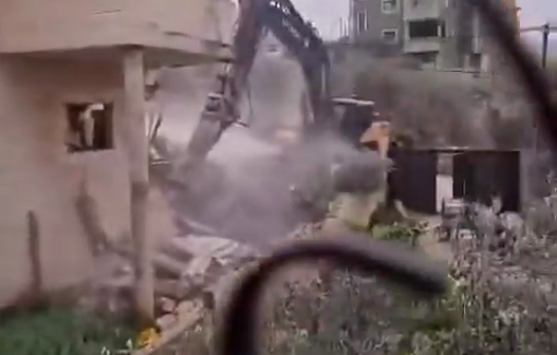 Thumbnail preview image for the video titled: Israeli bulldozers carry out home demolitions in the village of Qarawat Bani Hassan