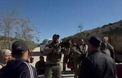 Thumbnail preview image for the video titled: Settlers wearing the colors of occupation forces stormed Tuwani – Masafer Yatta, injuring three people
