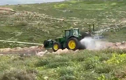 Thumbnail preview image for the video titled: Settlers sprayed toxic chemicals over Palestinian owned agricultural land in the village of Bardala, northern Jordan Valley.