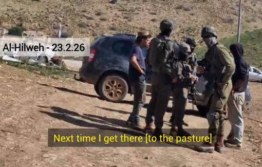 Thumbnail preview image for the video titled: During grazing two settlers called the army in order to expell Ein Al-Hilweh herders from their pasture