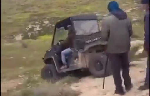 Thumbnail preview image for the video titled: Israeli settler harassed and chased Palestinians shepherds in the village of Huwarah (Masafer Yatta)