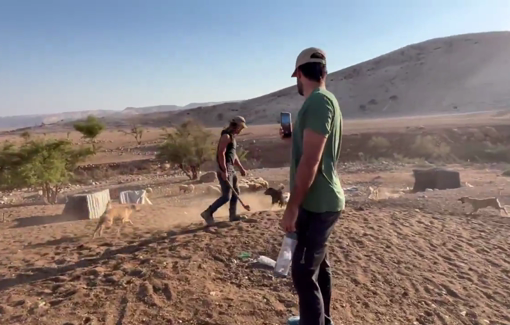 Thumbnail preview image for the video titled: Settlers abuse dogs in Ras Al-Ain Auja, West Bank