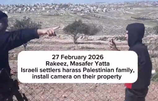 Thumbnail preview image for the video titled: Binyamin Bodenheimer invaded the land of Sheikh Saeed and setting up a camera to surveil them