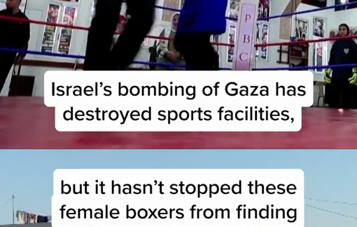 Thumbnail preview image for the video titled: A group of Palestinian female boxers in Gaza are finding new ways to train