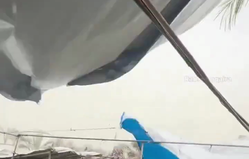 Thumbnail preview image for the video titled: Strong winds are uprooting the fragile tents of displaced families across the Gaza Strip