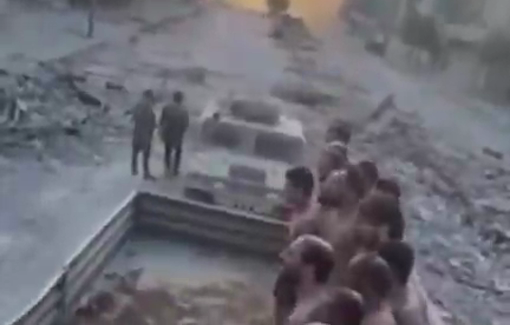 Thumbnail preview image for the video titled: Israeli soldiers forcing semi-naked Palestinian civilians, including 3 children, to chant against Hamas in a desperate plea for their lives