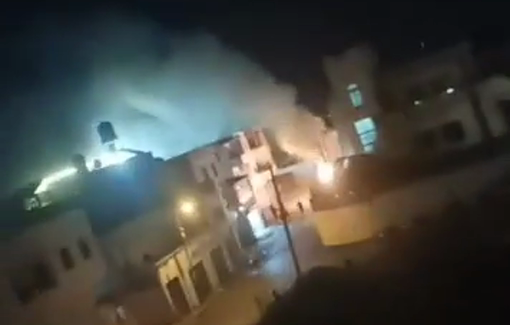 Thumbnail preview image for the video titled: Israeli settlers set fire to two Palestinian-owned vehicles in Al-Rama neighborhood in Hebron.