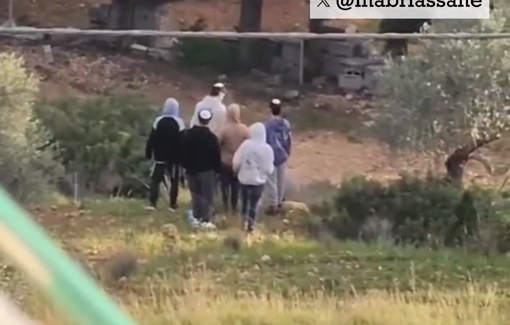Thumbnail preview image for the video titled: Israeli settlers storming the cemetery in the village of Umm Safa, vandalizing graves and trees