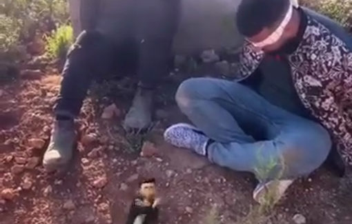 Thumbnail preview image for the video titled: Israeli soldiers abducted Palestinian civilians, recording them and mocking them for fun!