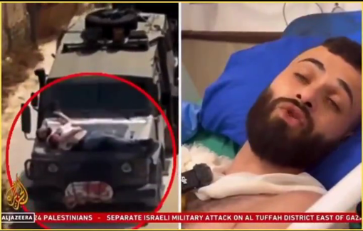 Thumbnail preview image for the video titled: Mujahed Abadi was used as a human shield by the Israeli occupation in Jenin