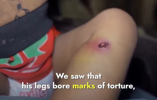 Thumbnail preview image for the video titled: Israeli soldiers tortured a 1 year-old in Gaza along with his father