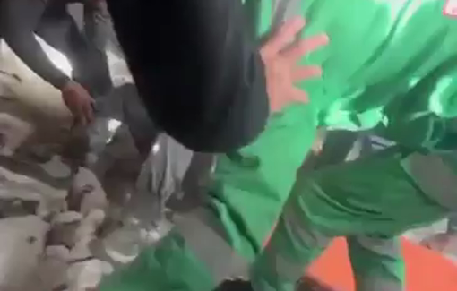 Thumbnail preview image for the video titled: Palestinians wounded by Israeli airstrike on a group of people in North Gaza