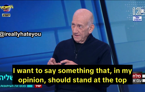 Thumbnail preview image for the video titled: Former PM, Ehud Olmert, calls out Israeli crimes in the West Bank