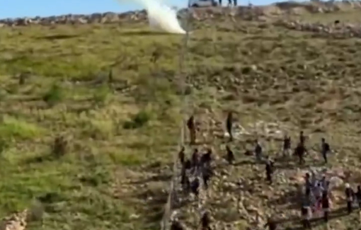 Thumbnail preview image for the video titled: In the village of Umm al-Khair, children were trying to reach their school when an Israeli soldiers fired tear gas toward them