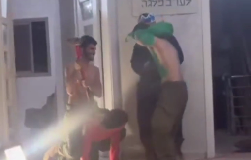 Thumbnail preview image for the video titled: A Nahal Brigade Purim party held at the home of a displaced Palestinian family in Jenin