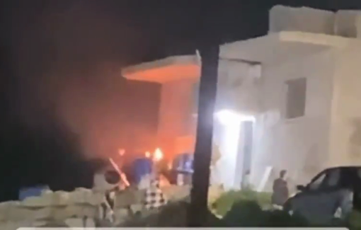 Thumbnail preview image for the video titled: Settlers invaded, attacked, and set fire to a house in the village of ’Asira al-Qibliya