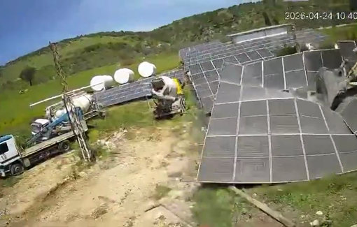 Thumbnail preview image for the video titled: Israeli forces bulldozing solar panels that supply electricity and power its water station in Debl (South Lebanon)