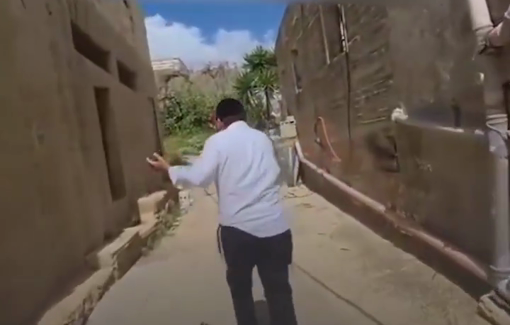 Thumbnail preview image for the video titled: An Israeli settler filming an "urbex" a tour of the houses of Yanoun after the settlers expelled its Palestinian residents