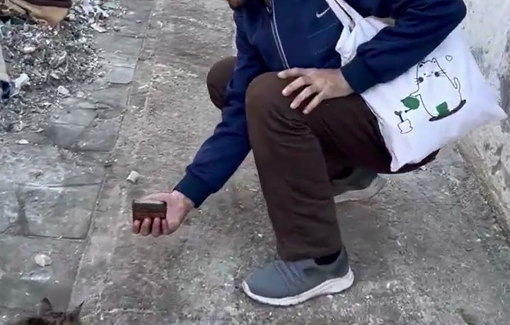 Thumbnail preview image for the video titled: Refaat Alareer, storyteller of Gaza, feeding a cat