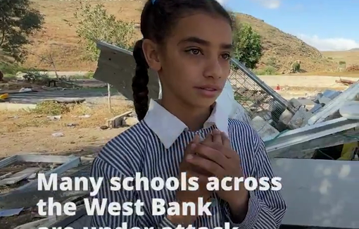 Thumbnail preview image for the video titled: Educide West Bank: "Our school is destroyed, there's nothing left."