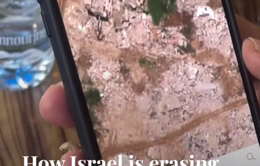 Thumbnail preview image for the video titled: Imagine discovering, through satellite images, that your entire town, Khiam, has been completely levelled by Israel