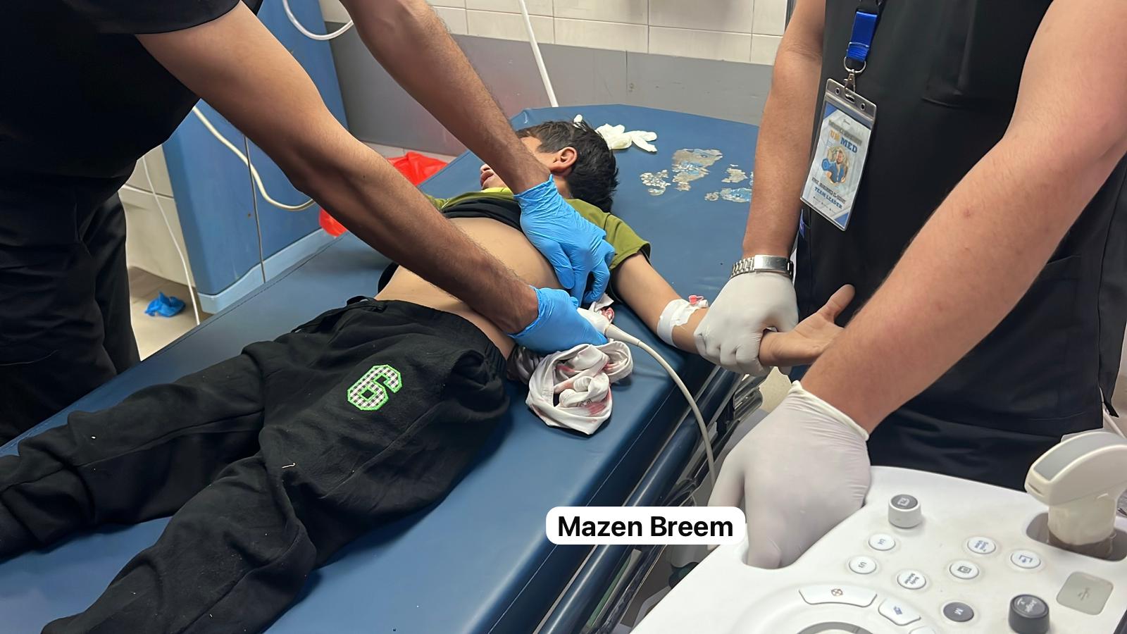 Thumbnail preview image for the video titled: Child injured by Israeli late night gunfire near Abu Hamid roundabout in in Khan Younis