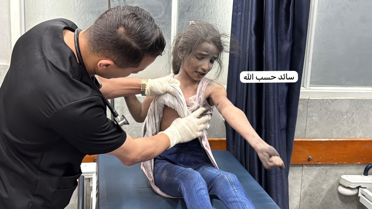 Thumbnail preview image for the video titled: Child injured in Israeli bombing of a house in Gaza City