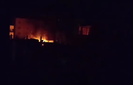 Thumbnail preview image for the video titled: Fire breaks out after Israel bombed a house in Gaza City