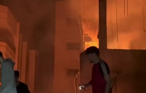 Thumbnail preview image for the video titled: Fire breaks out after Israel bombed a house in Gaza City