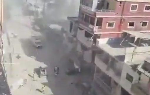 Thumbnail preview image for the video titled: Isreli airstrike on a multiple low and mid-rise buildings in Burj eshmali, Tyre district