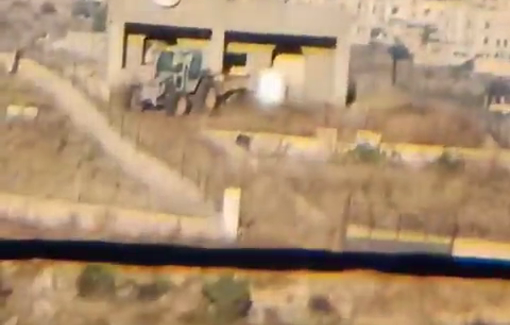 Thumbnail preview image for the video titled: Settlers are stealing a water tank from a home in the village of Atara, in Area B, north of Ramallah