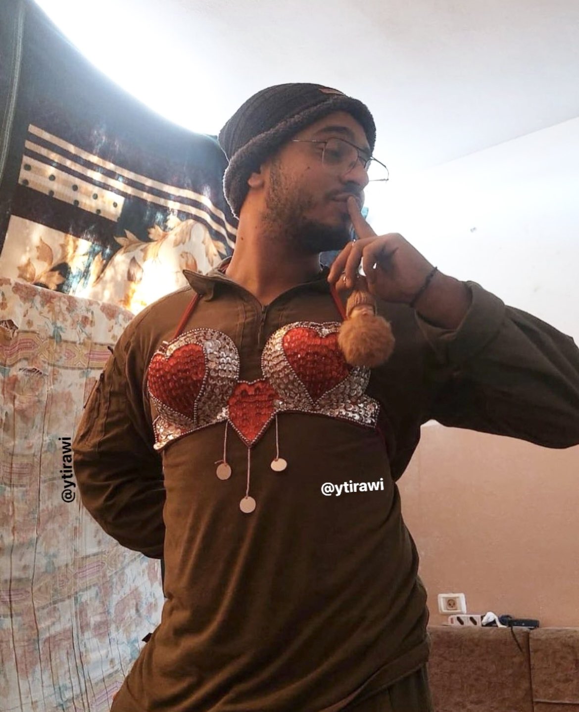 Thumbnail preview image for the video titled: Israeli soldier Alon Butnaro from the givati brigade wearing lingerie belonging to a Palestinian woman