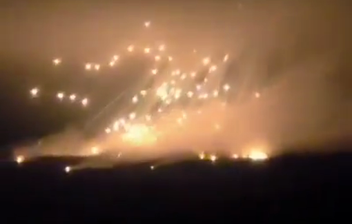Thumbnail preview image for the video titled: Israel is dropping white phosphorus bombs on civilian areas in Al-Tiri, South Lebanon