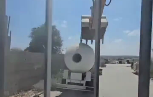 Thumbnail preview image for the video titled: Israeli demolition contractor wrecks a fuel truck in North Gaza