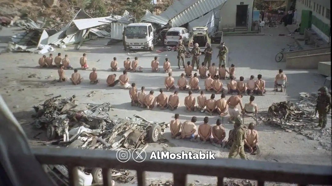 Thumbnail preview image for the video titled: Israeli soldiers abduct and strip over 40 Palestinians while occupying the Indonesian Hospital