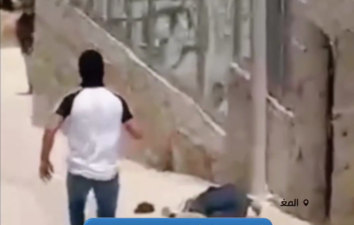 Thumbnail preview image for the video titled: A previous video shows Fadi Al-Naasan carrying his martyred cousin, Aws Al-Naasan, during the settler attack in April