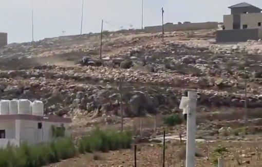 Thumbnail preview image for the video titled: Settlers' ATVs from Tel Talpiot outpost still provoking besieged families despite the closed military zone.