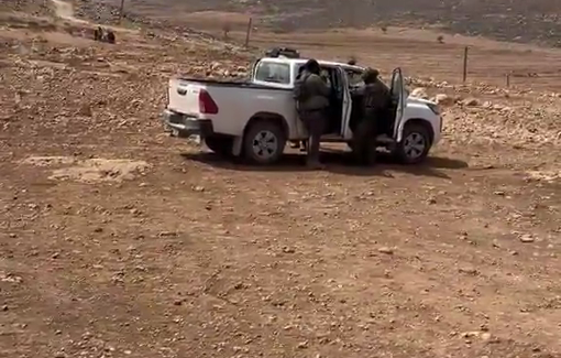 Thumbnail preview image for the video titled: A settler broke into a private Palestinian water cistern in Khirbet al-Tuwail